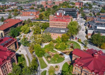Aerial View of a Large Public University in Fargo, North Dakota