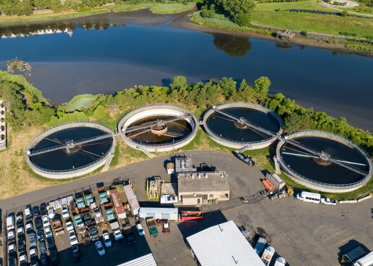 Bird's eye view of a wastewater treatment industry in Connecticut
