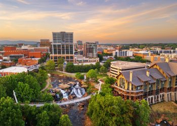 Greenville, South Carolina at Falls Park on Reedy Creek